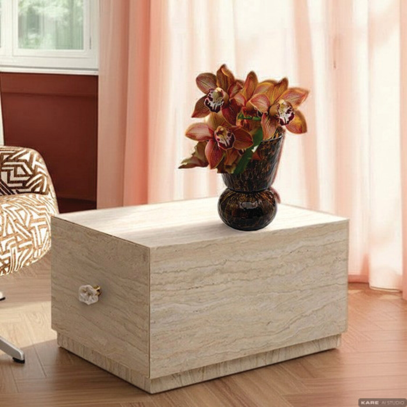 Стол кофейный Travertino Trunk 80x60cm от KARE Design
