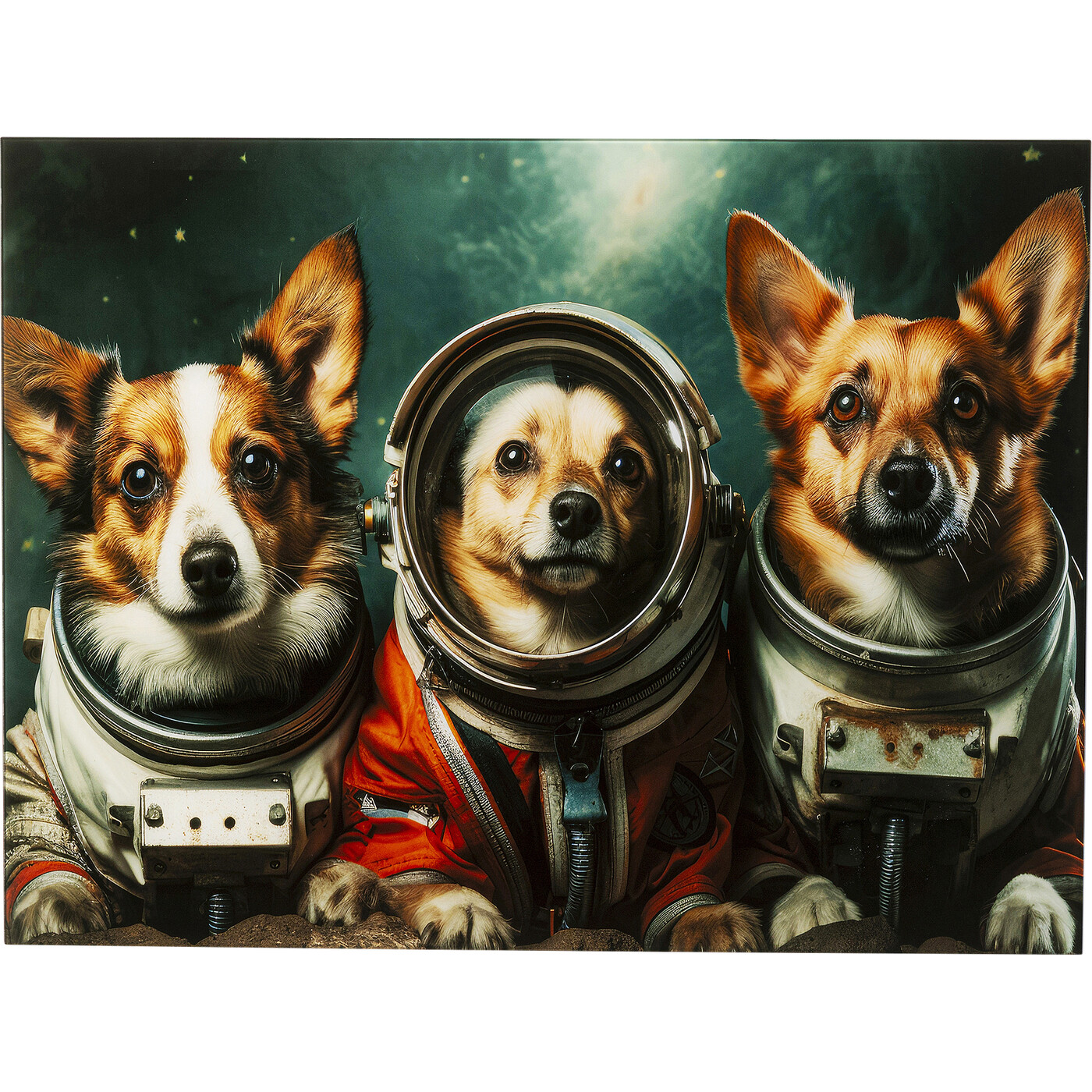 Картина стеклянная Astronauts Dogs «Собаки-космонавты» 80x60 см от KARE Design