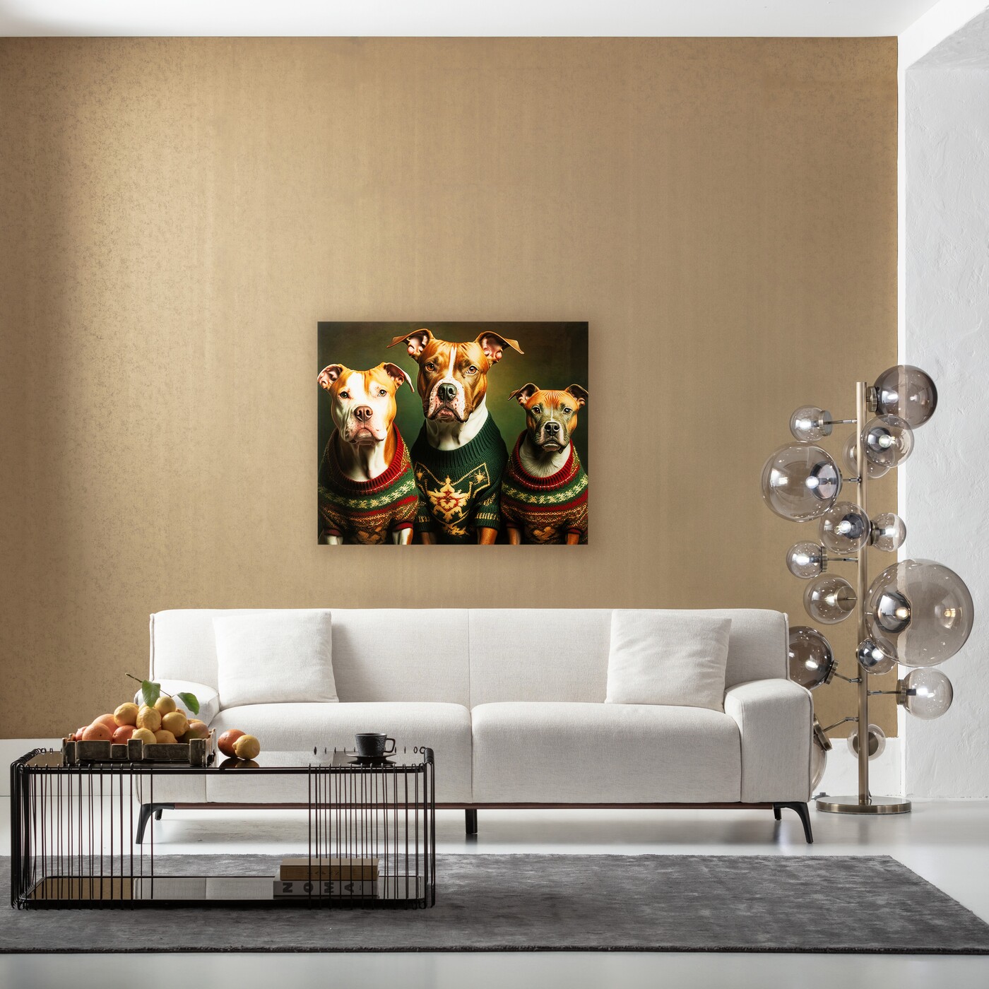 Картина стеклянная Dog Family «Семья собак» 110x90 см от KARE Design