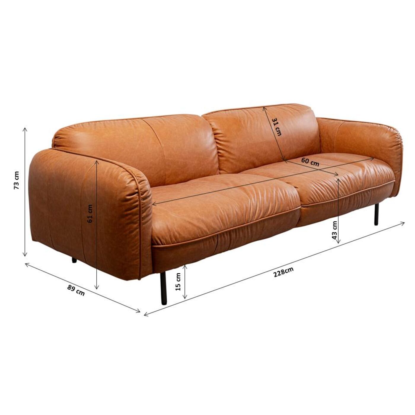Диван Calgary Light Brown 226 см от KARE Design