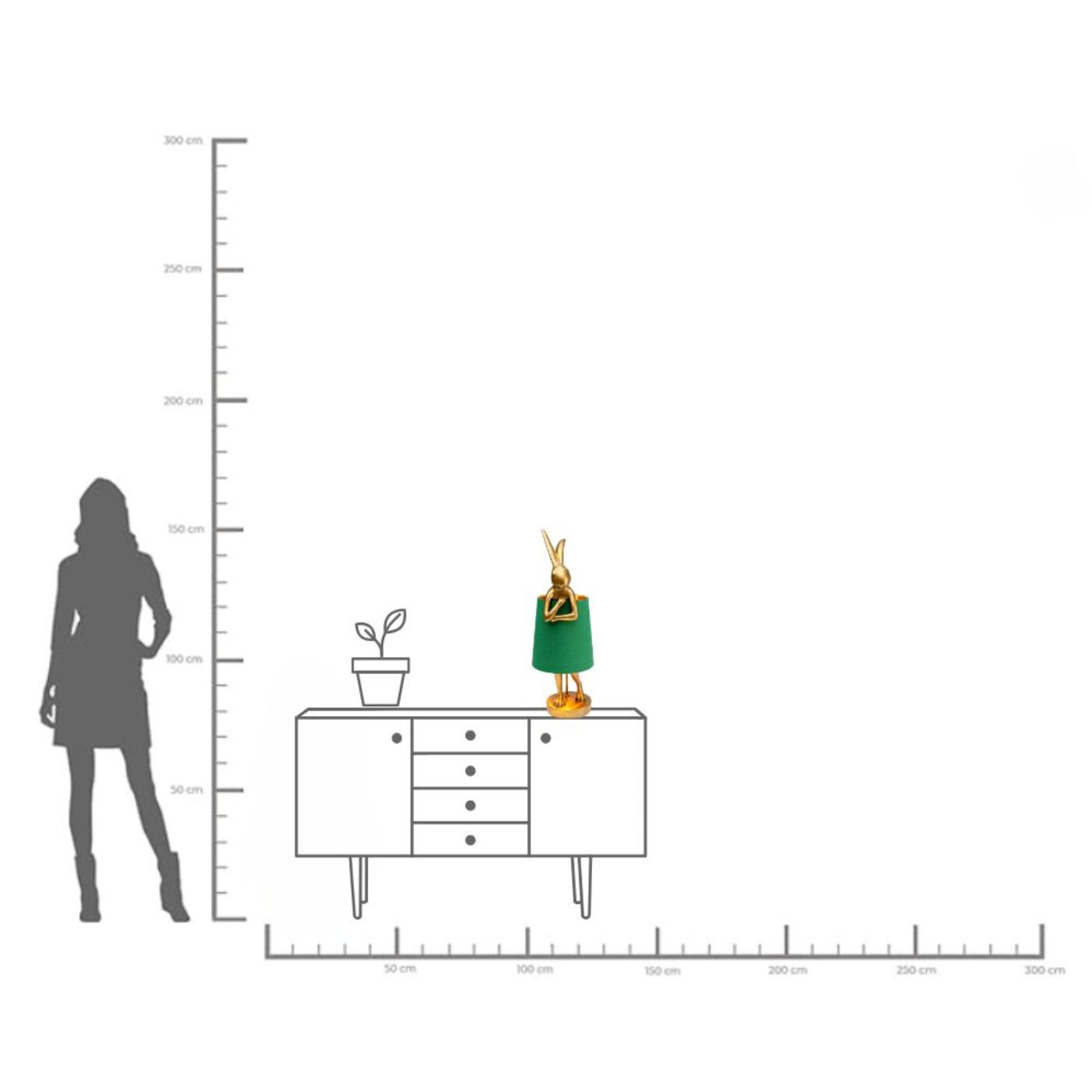 Светильник настольный Animal Rabbit Gold/Green 68 см от KARE Design