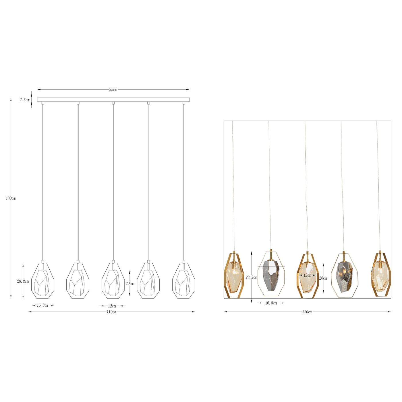 Светильник подвесной Diamond Fever Dining Brass 110 см от KARE Design