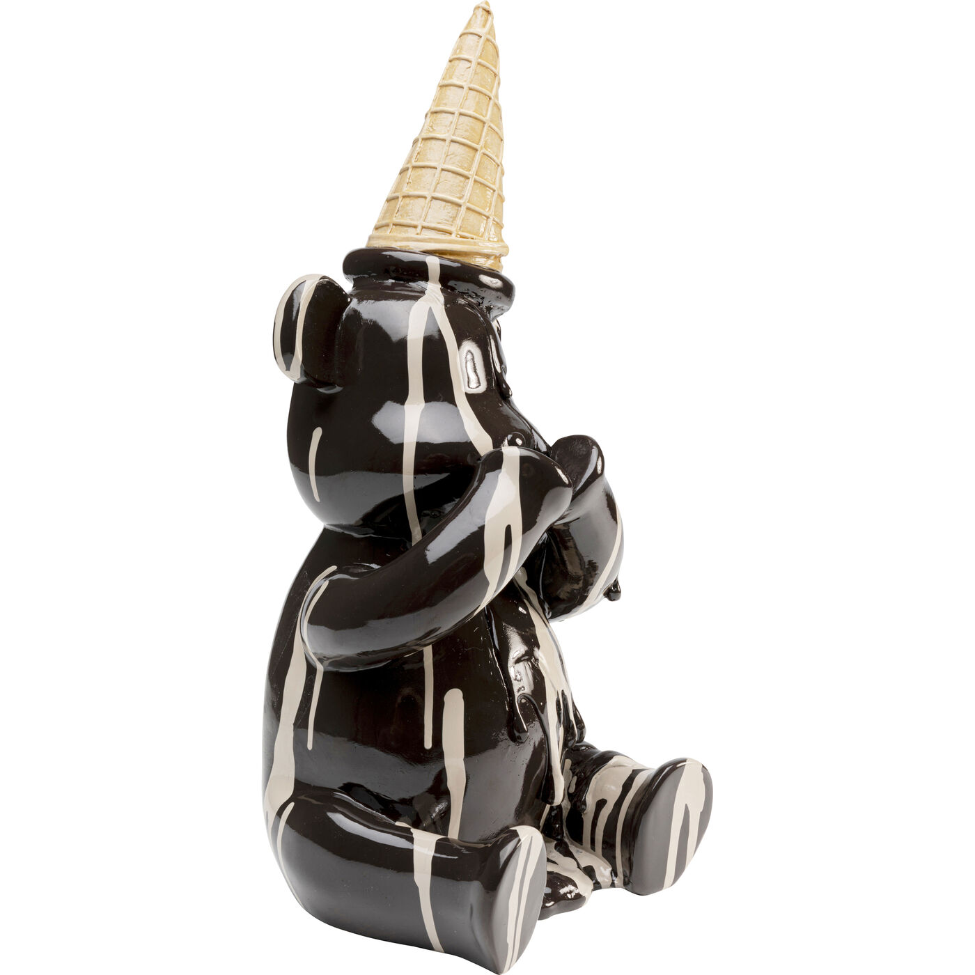 Фигура декоративная Sitting Gelato Bear «Сидячий мишка с мороженым» 37 см, Чёрный от KARE Design