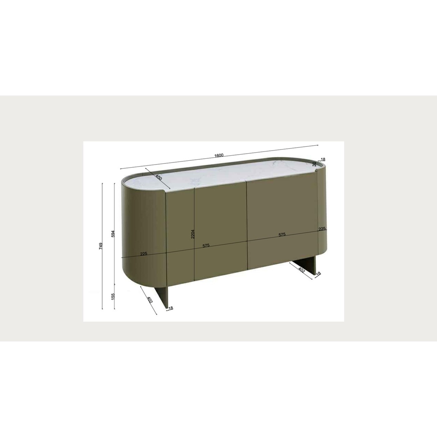 Комод Eliano Grey 160x75cm от KARE Design