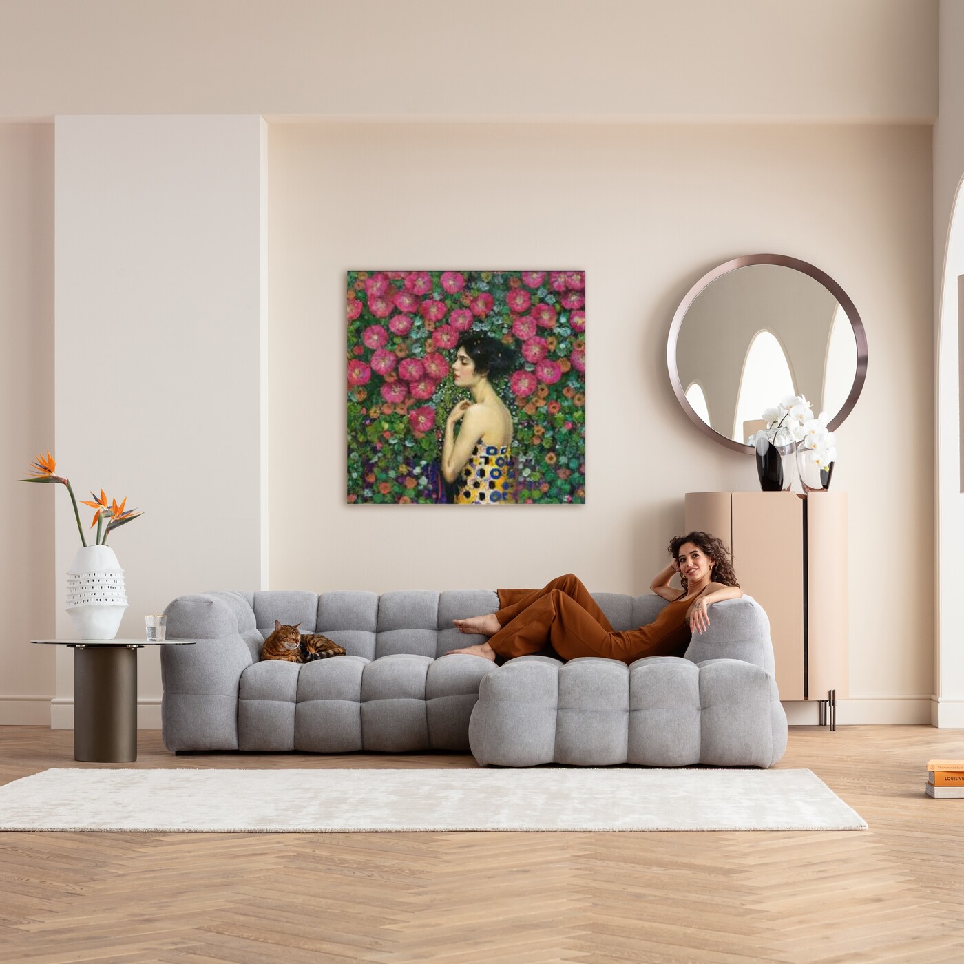Картина стеклянная Art Nouveau Fleur 120x120cm от KARE Design