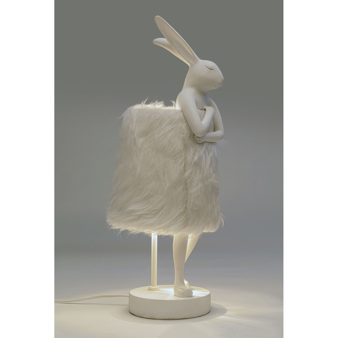 Светильник настольный "Кролик" Rabbit Fur White/Silver, Белый/Серебряный, 50 см от KARE Design