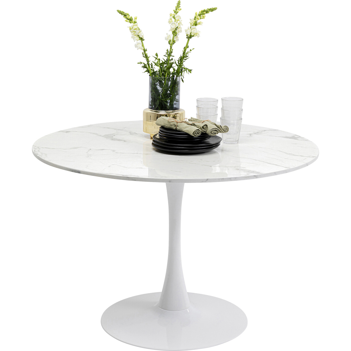 Стол Schickeria Marbleprint White Ø110 см от KARE Design