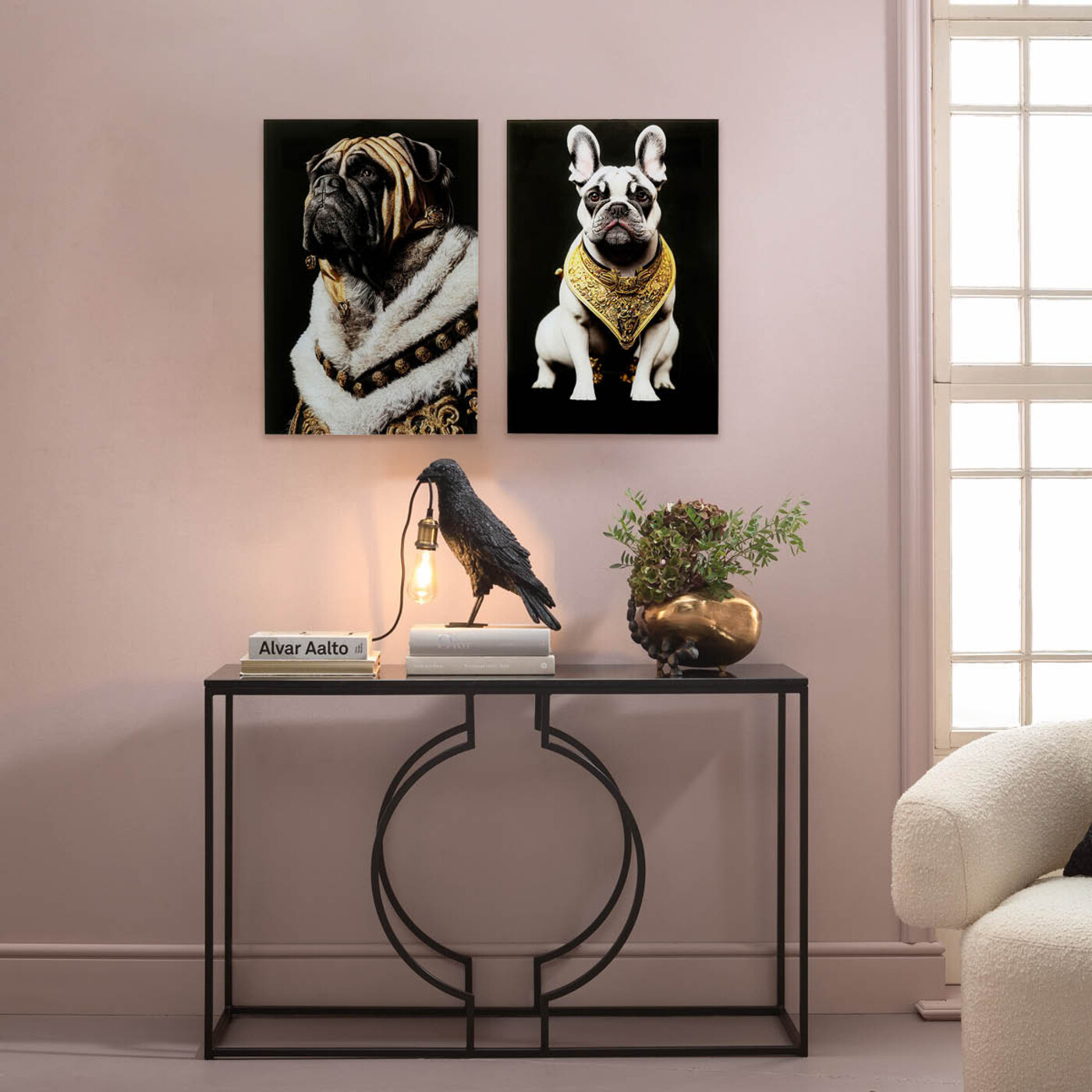 Картина стеклянная King Pug «Мопс-король» 40x60 см от KARE Design