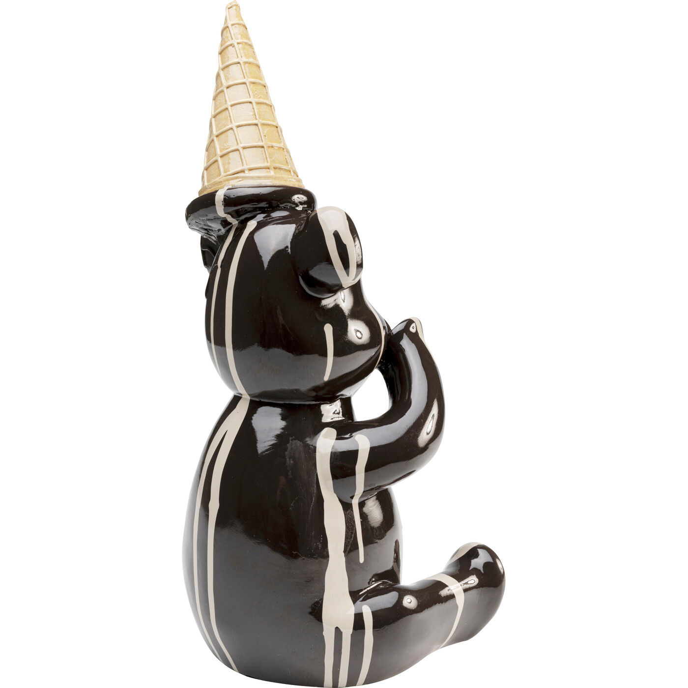 Фигура декоративная Sitting Gelato Bear «Сидячий мишка с мороженым» 37 см, Чёрный от KARE Design