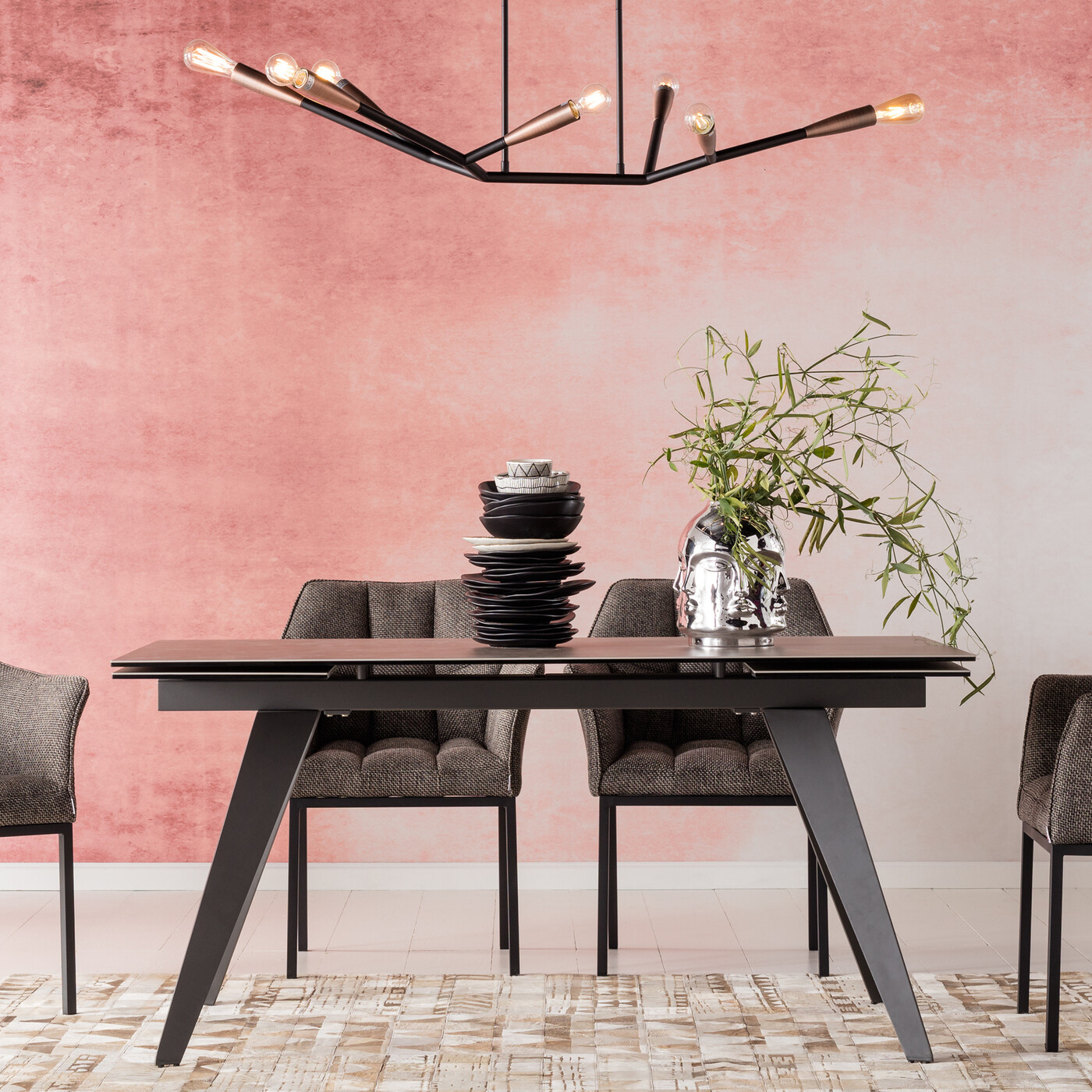 Стол раздвижной Amsterdam Dark 200(45+45)x100 см от KARE Design