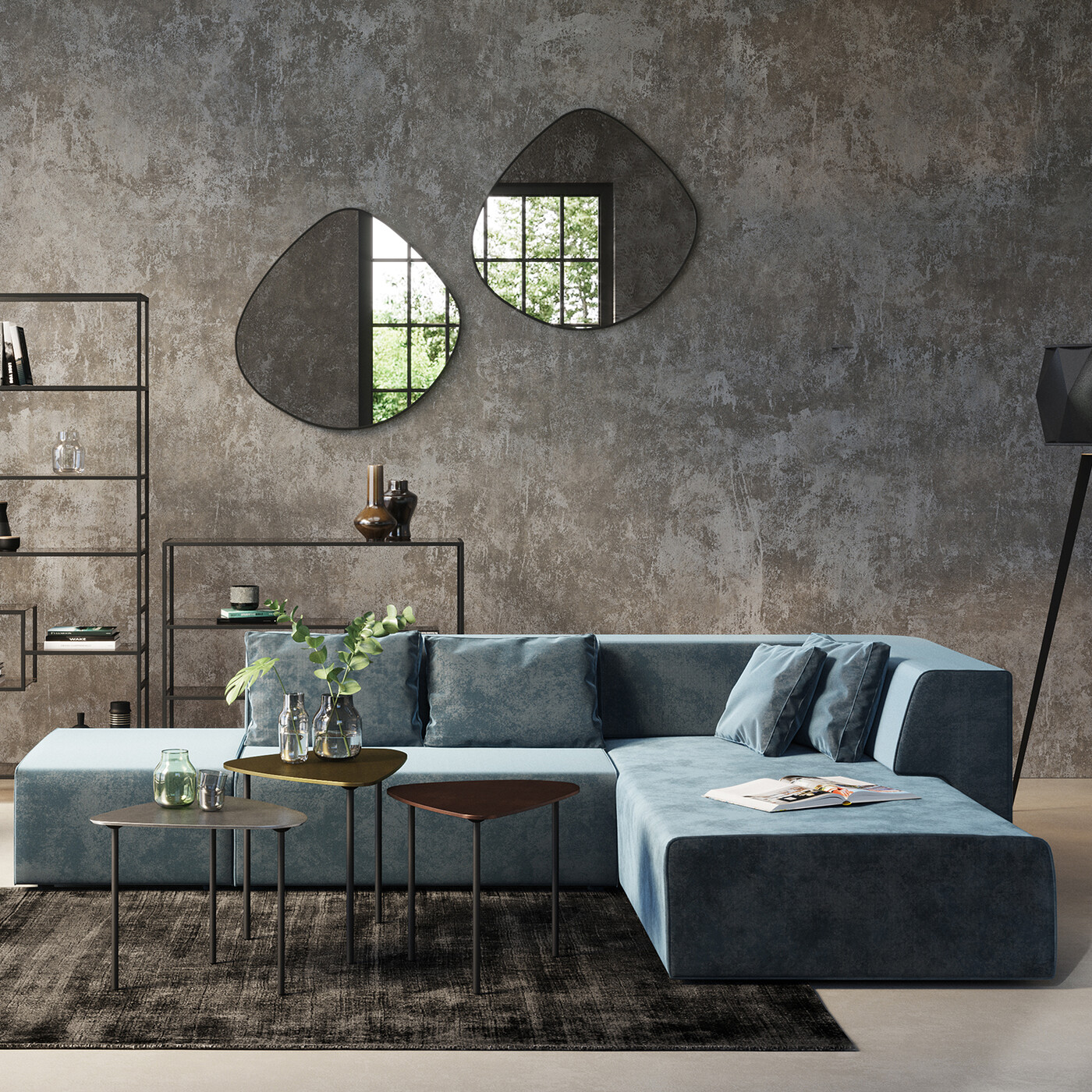 Диван угловой правосторонний Infinity Velvet Ocean Right от KARE Design