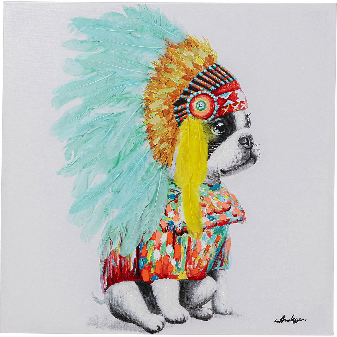 Картина Headdress Dog «Собака в головном уборе» 80x80 см от KARE Design