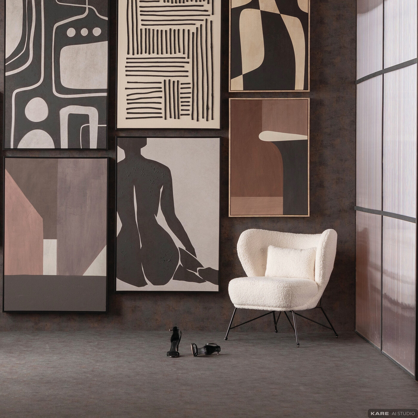 Картина на холсте Classic Shape Brownie «Абстракция» 60x90 см, Коричневый от KARE Design