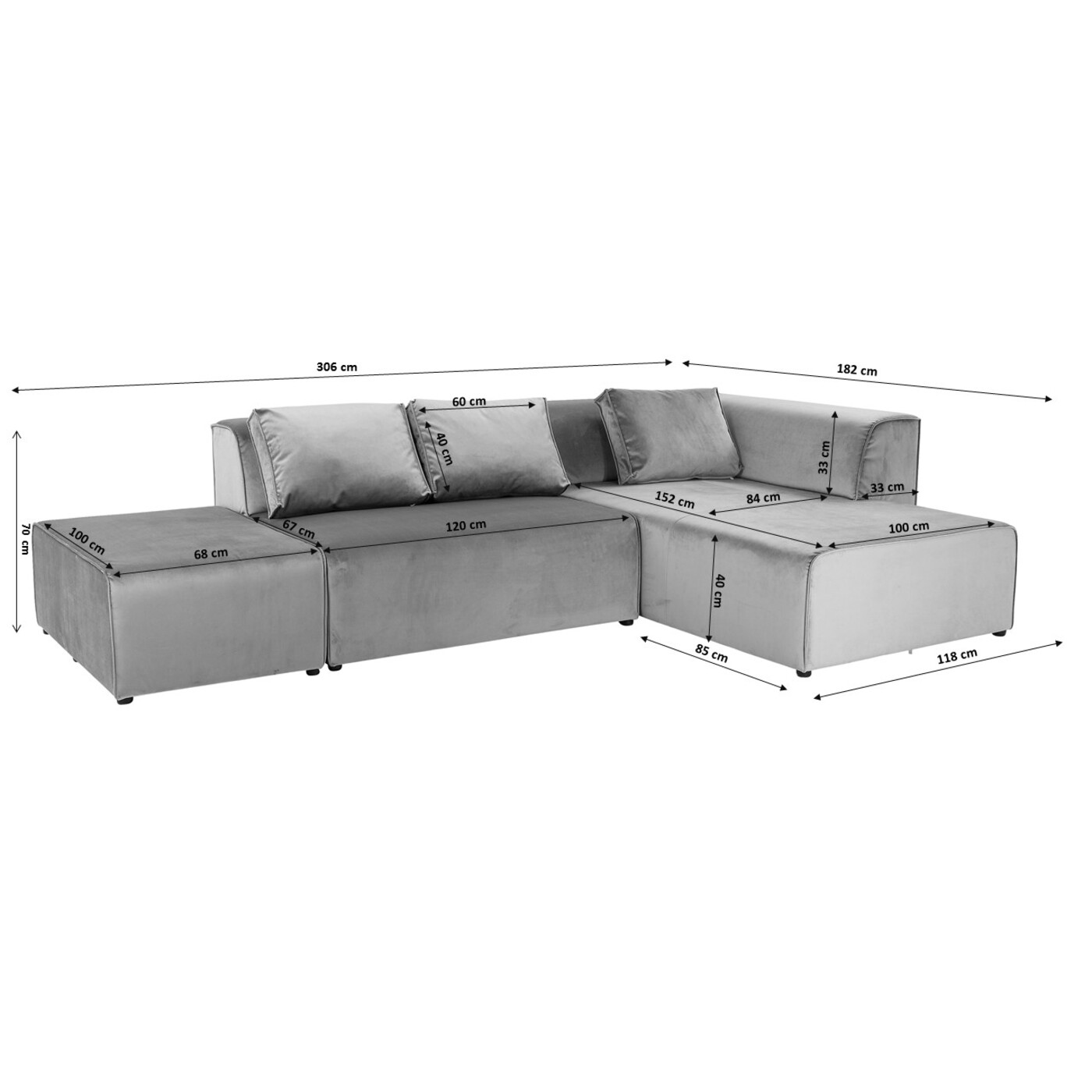 Диван угловой левосторонний Infinity Velvet Ocean Left от KARE Design