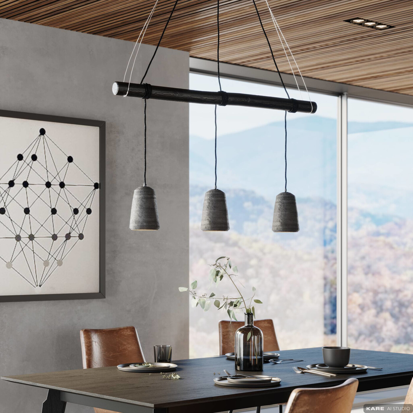 Светильник подвесной Dining Concrete Black Tre от KARE Design