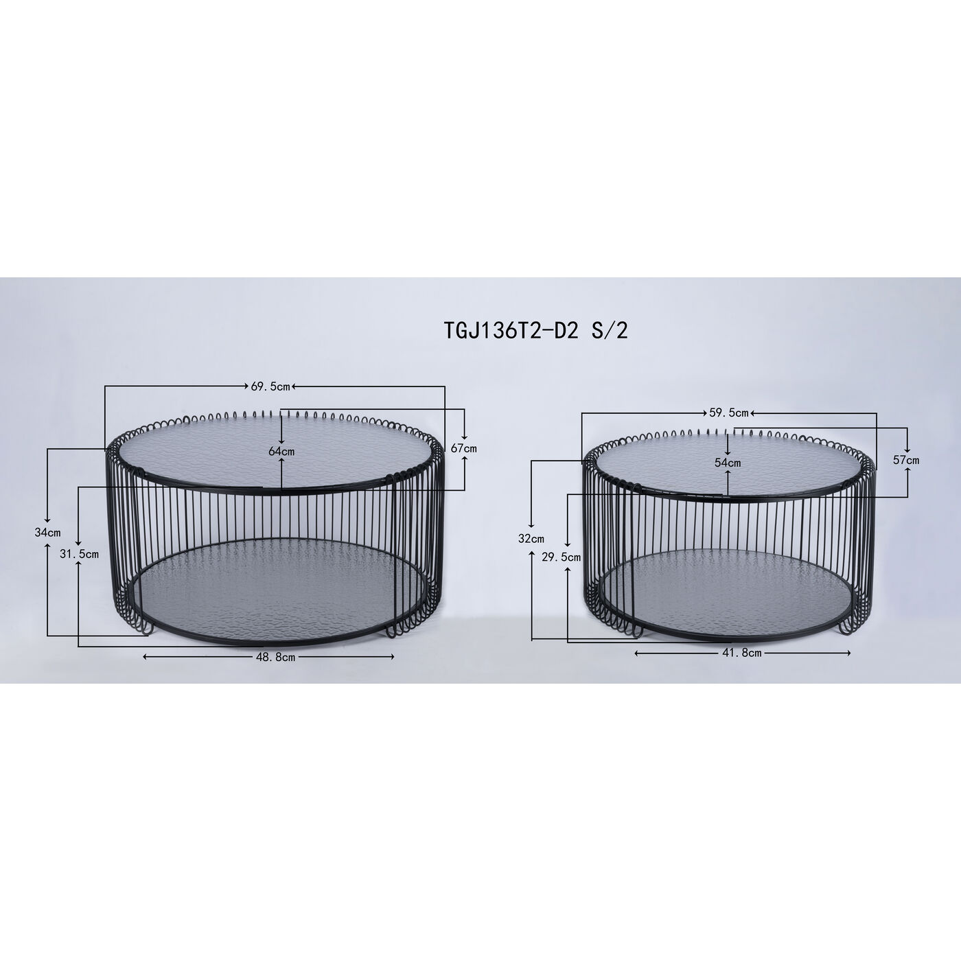 Стол кофейный Wire Double Black Wood (2 шт) от KARE Design