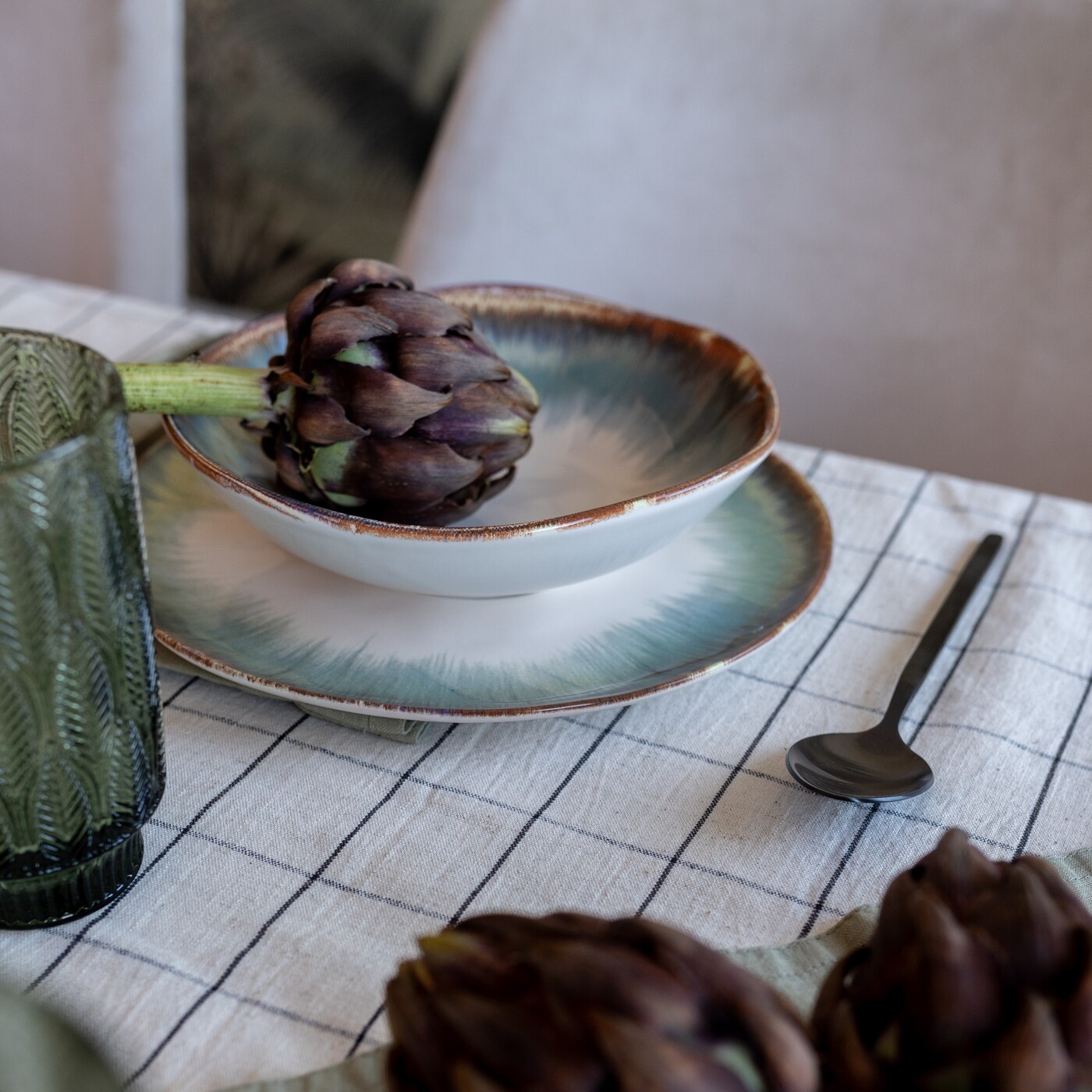 Тарелка Organic «Органик» Ø26 см, Белый/Синий от KARE Design