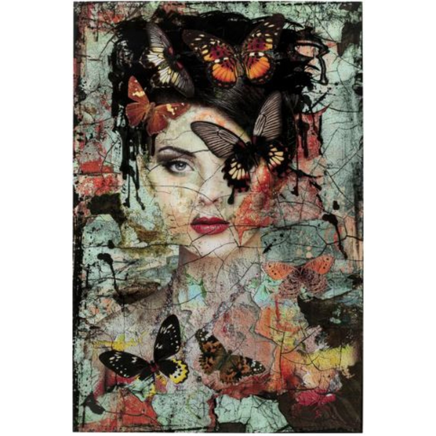 Картина стеклянная Lady Butterfly «Женщина-бабочка» 75x55 см от KARE Design