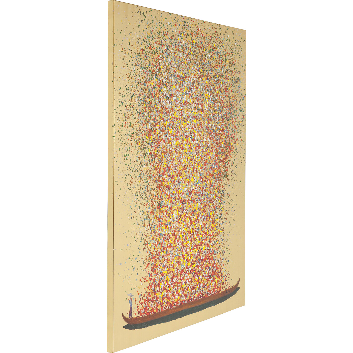 Картина Flower Boat Gold Red «Лодка с цветами» 100x80 см, Красный от KARE Design
