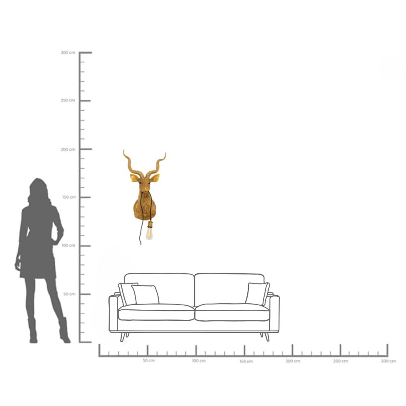 Светильник настенный "Горный козел" Animal Goat Gold 45x74 см от KARE Design