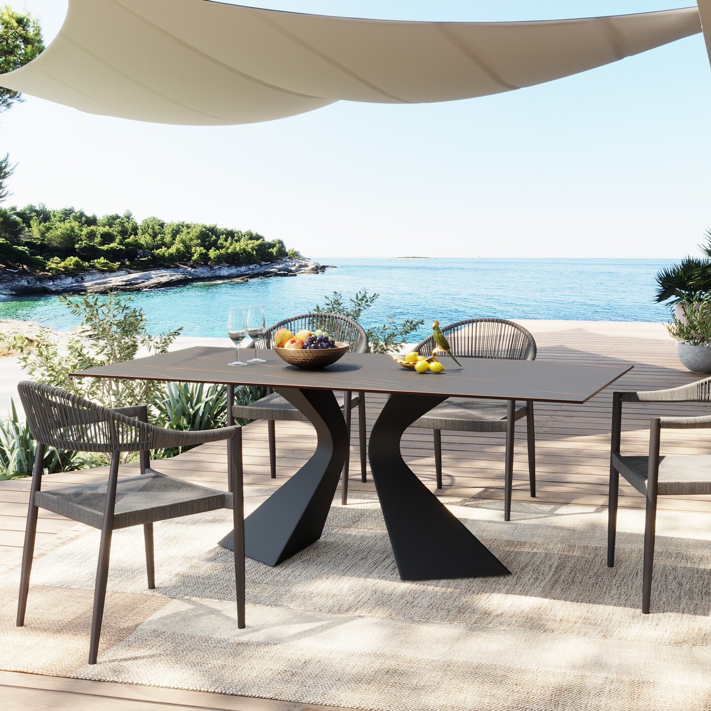 Стол обеденный Gloria Outdoor Ceramic Black 180x90 см от KARE Design