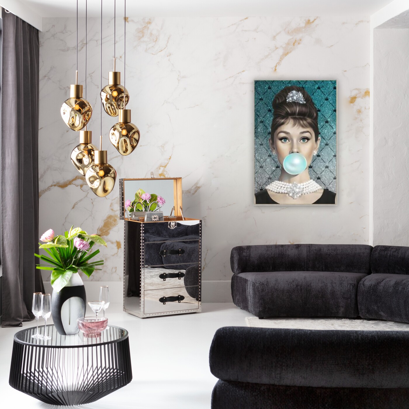 Картина в раме Muse Bubble Diva «Одри Хепбёрн» 80x120 см от KARE Design