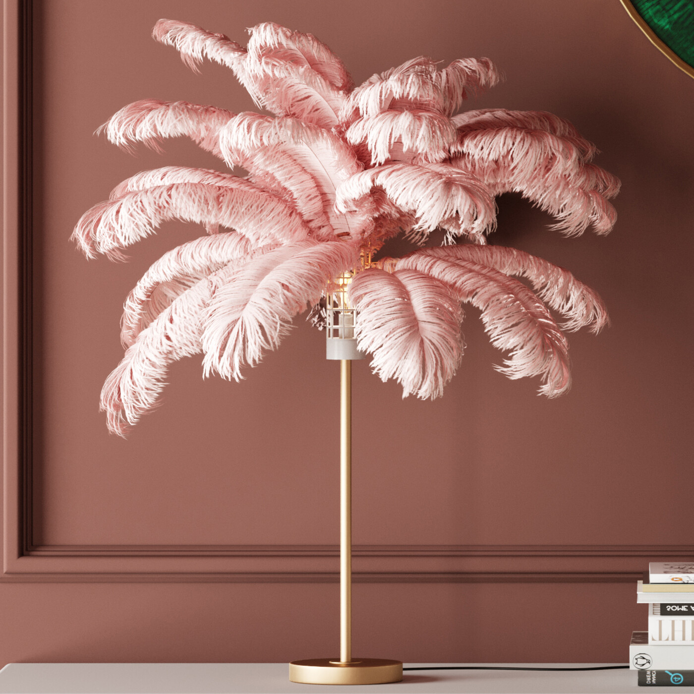 Светильник настольный "Пальма из перьев" Feather Palm Pink 60 см, Розовый от KARE Design