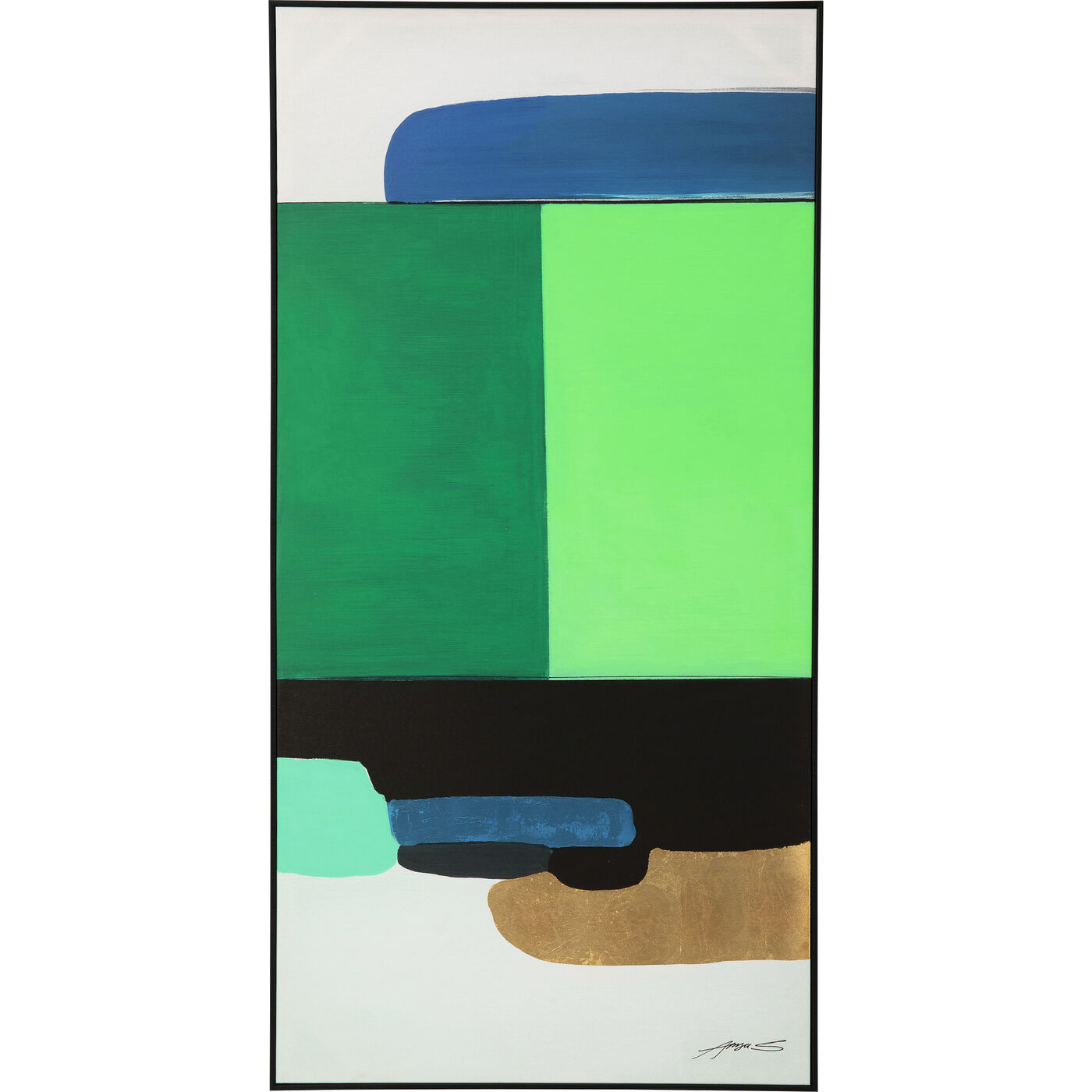 Картина в раме Abstract Shapes Green «Абстрактные формы» 73x143 см, Зелёный