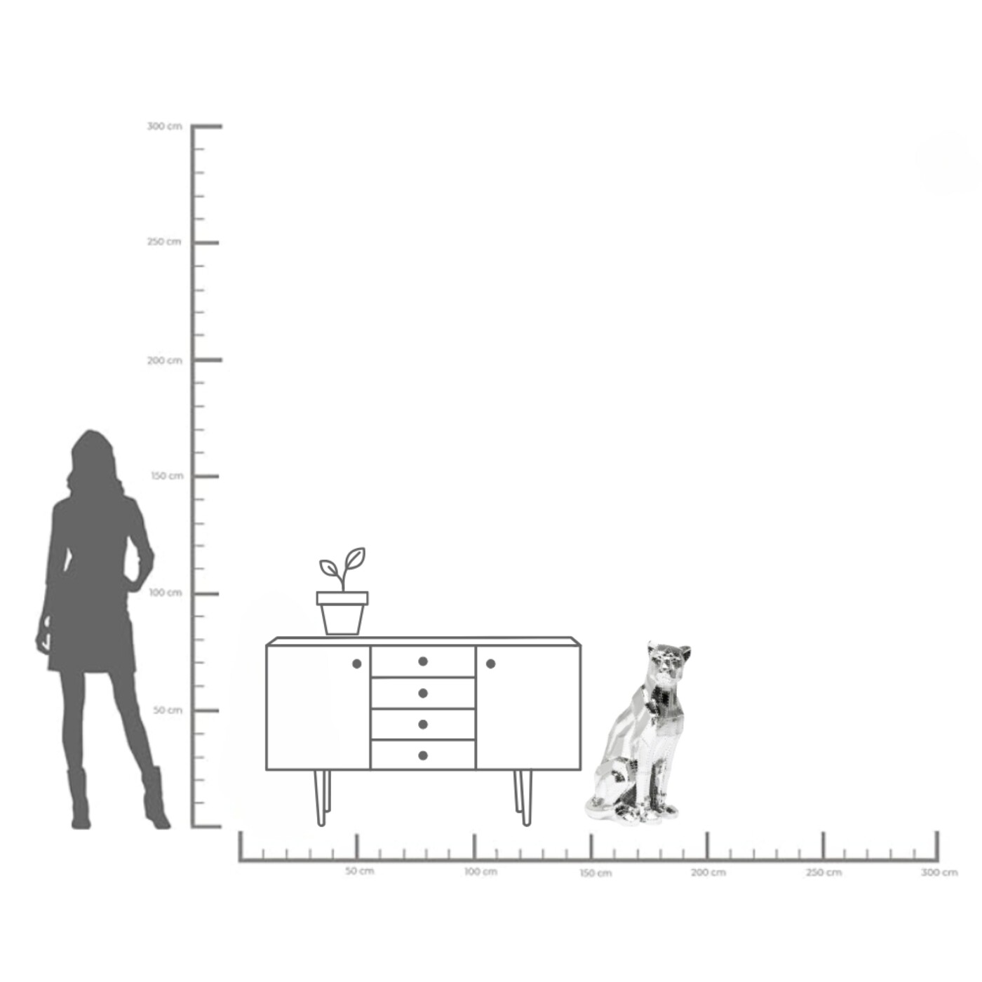 Фигура декоративная Sitting Cat Rivet «Сидячая кошка с заклёпками», Хром от KARE Design