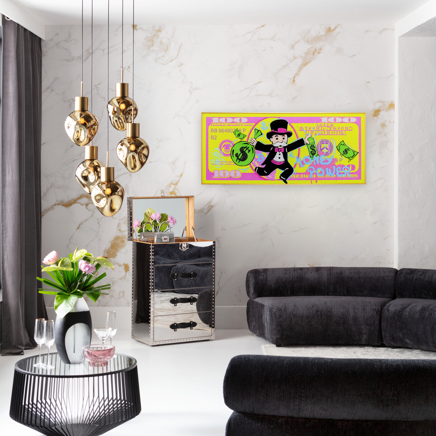 Картина Graffiti Money «Деньги» 70x160 см от KARE Design