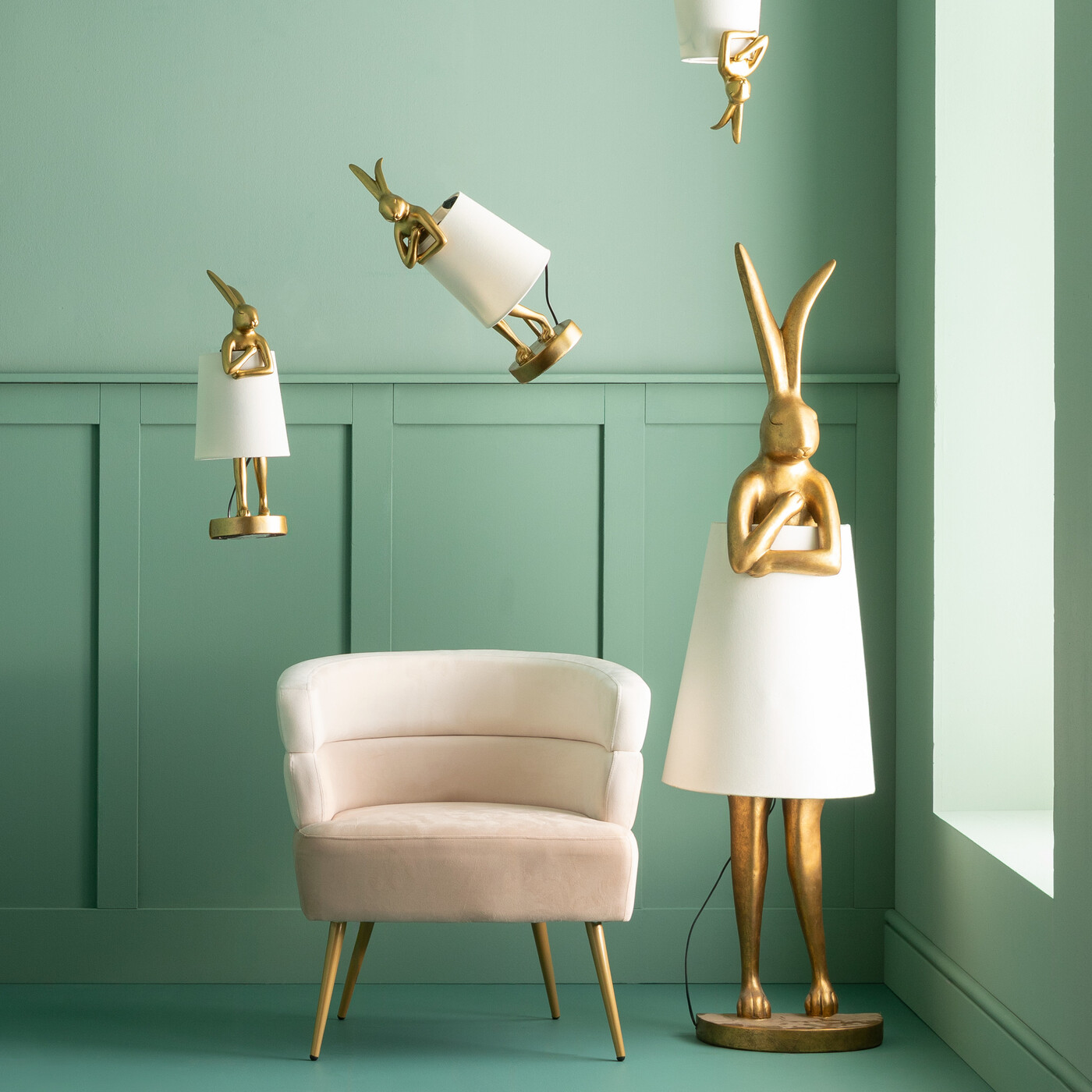 Светильник напольный Animal Rabbit Gold/White 150 см от KARE Design