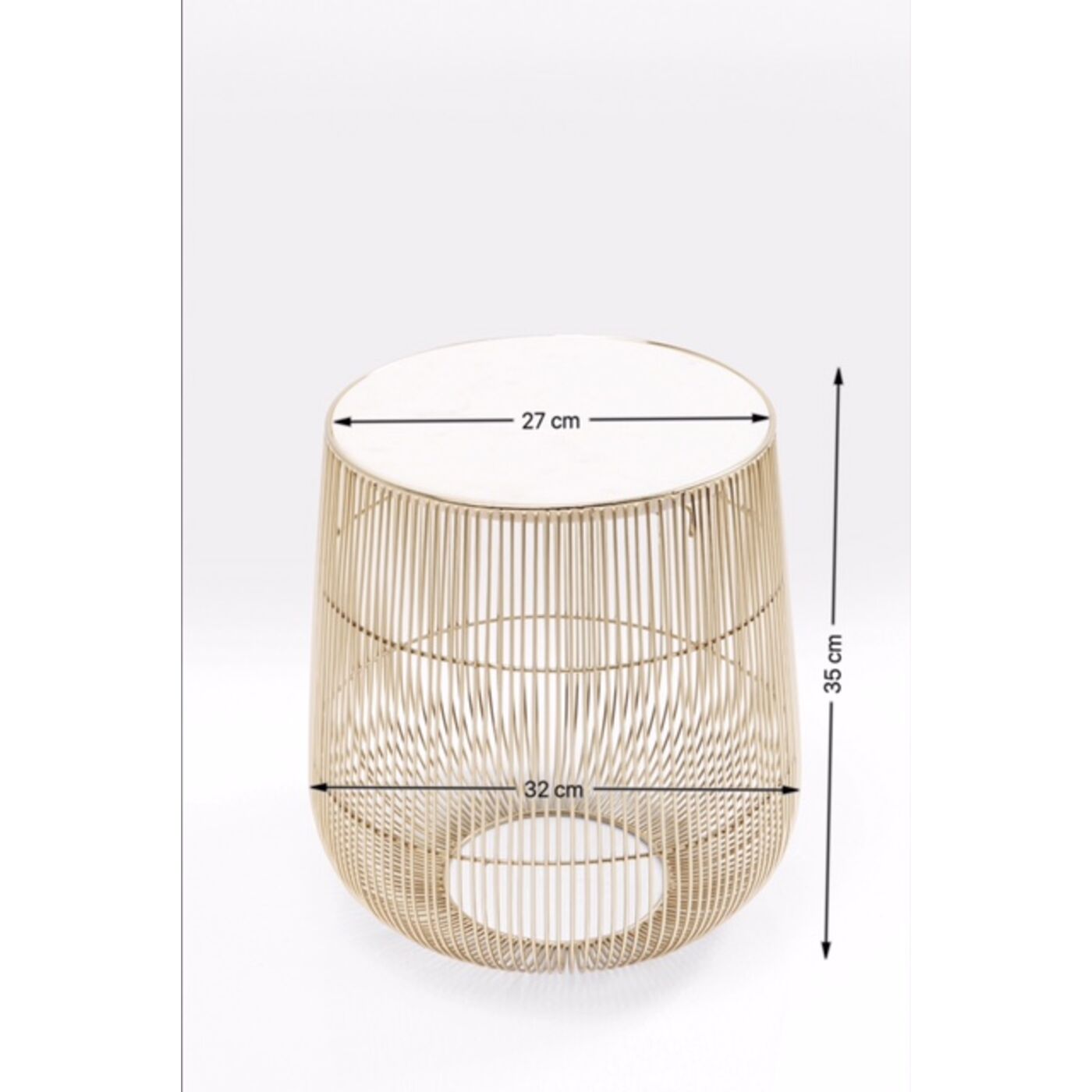 Стол приставной Beam White Marble Brass Ø32 см от KARE Design