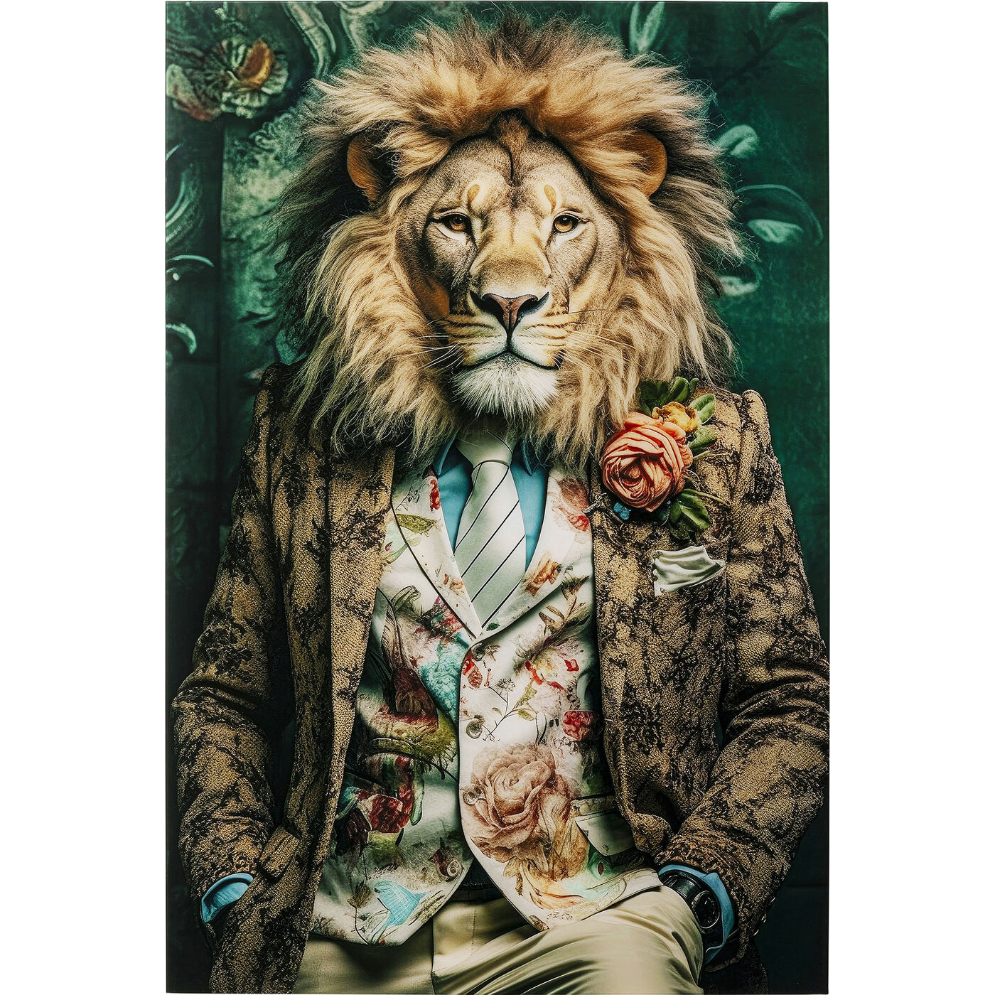Картина стеклянная Mister Lion «Лев в костюме» 150x100 см