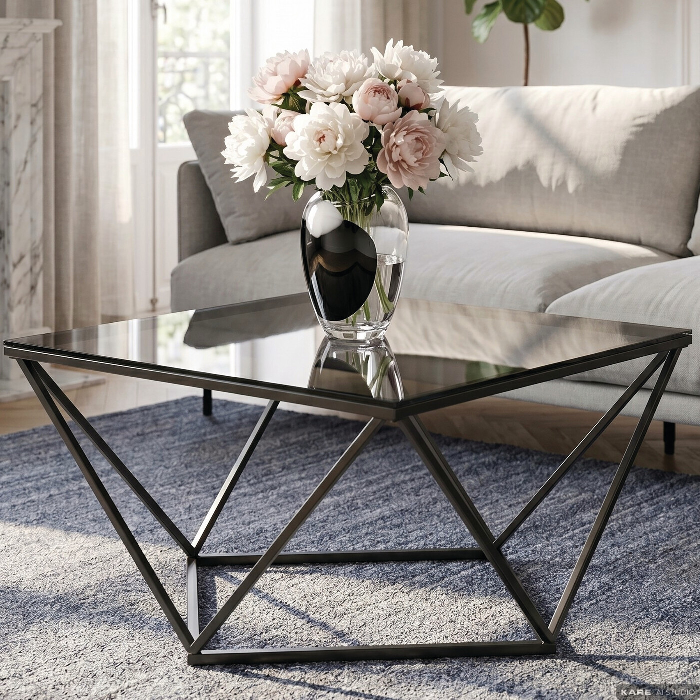 Стол кофейный Cristallo Graphite 80x80cm от KARE Design