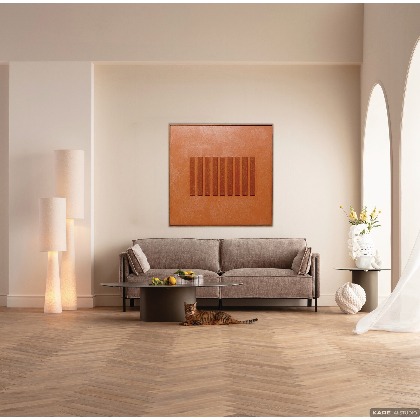 Картина на холсте Art Row Brown «Геометрия» 100x100 см, Коричневый от KARE Design