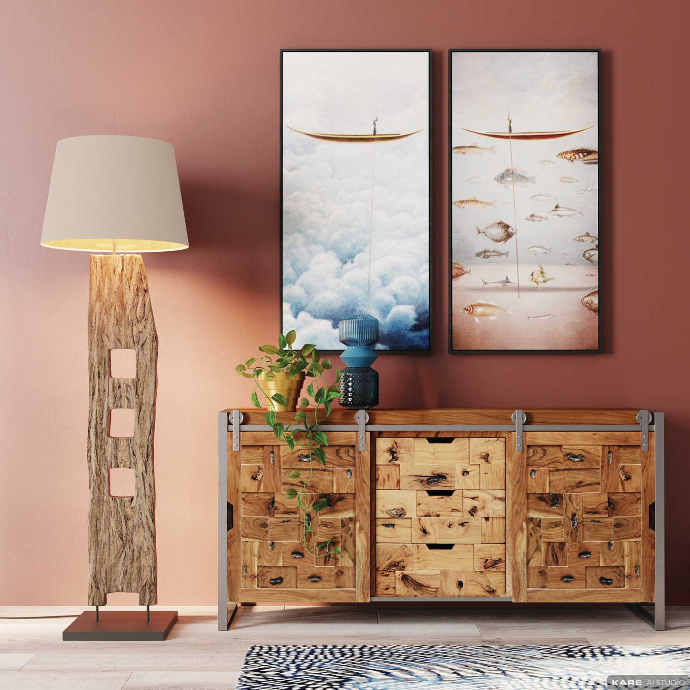 Картина в раме Cloud Boat 60x120 см от KARE Design