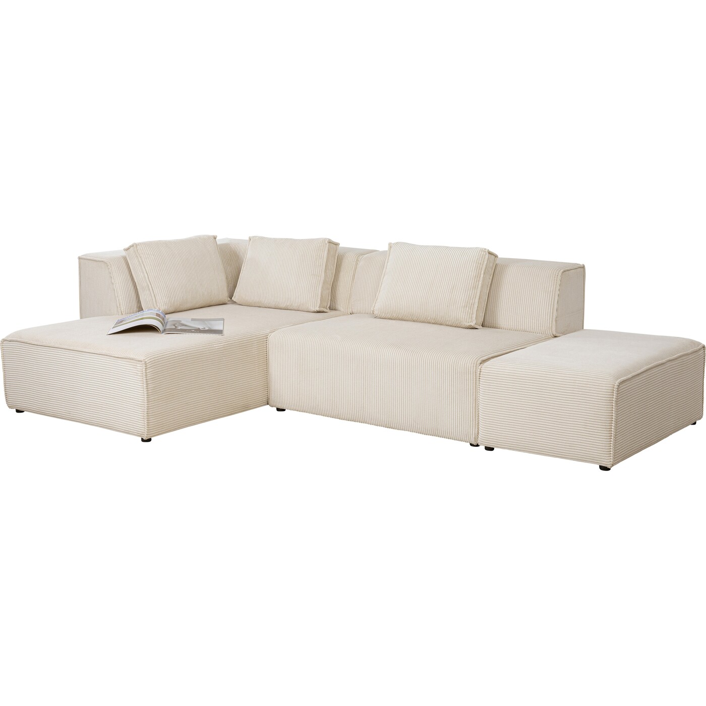 Диван левосторонний угловой Infinity Ottomane Cord Creme Left от KARE Design