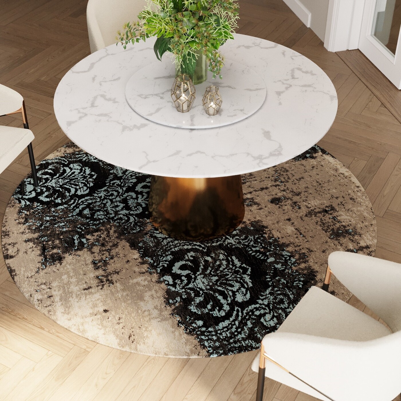 Ковер Kelim Ornament Turquoise Ø200 см от KARE Design