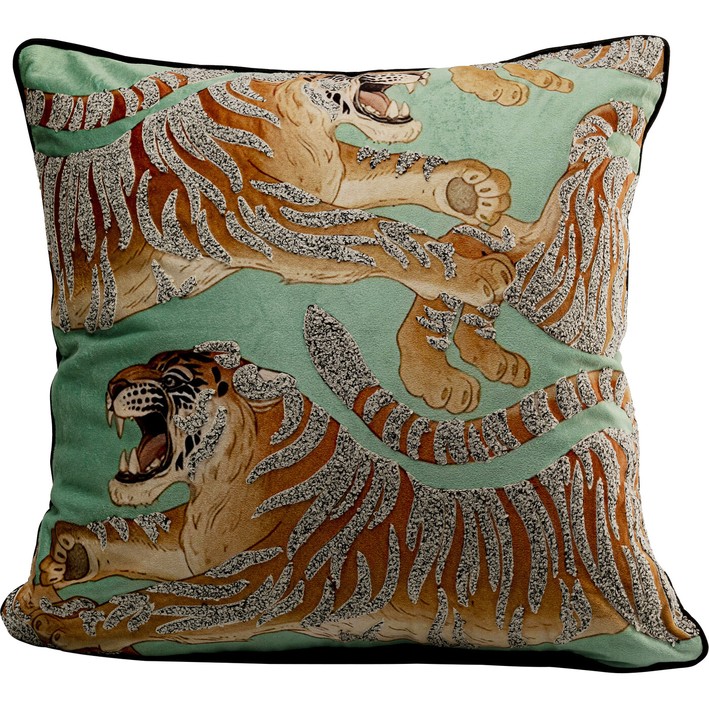 Подушка Tiger Love «Влюблённый тигр» 45x45 см, Мятный от KARE Design