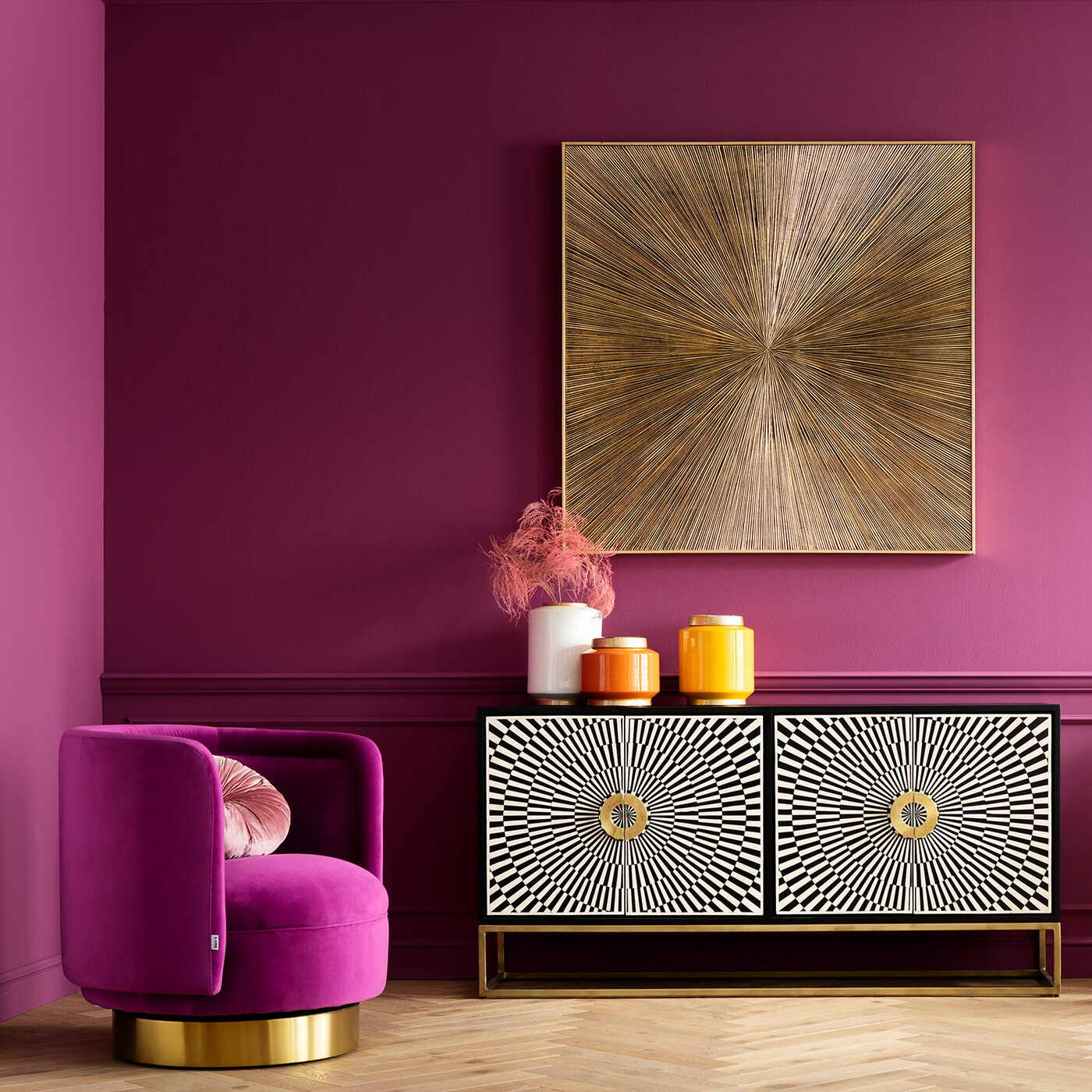 Панно настенное Illumino «Золотое сияние» 120x120 см от KARE Design