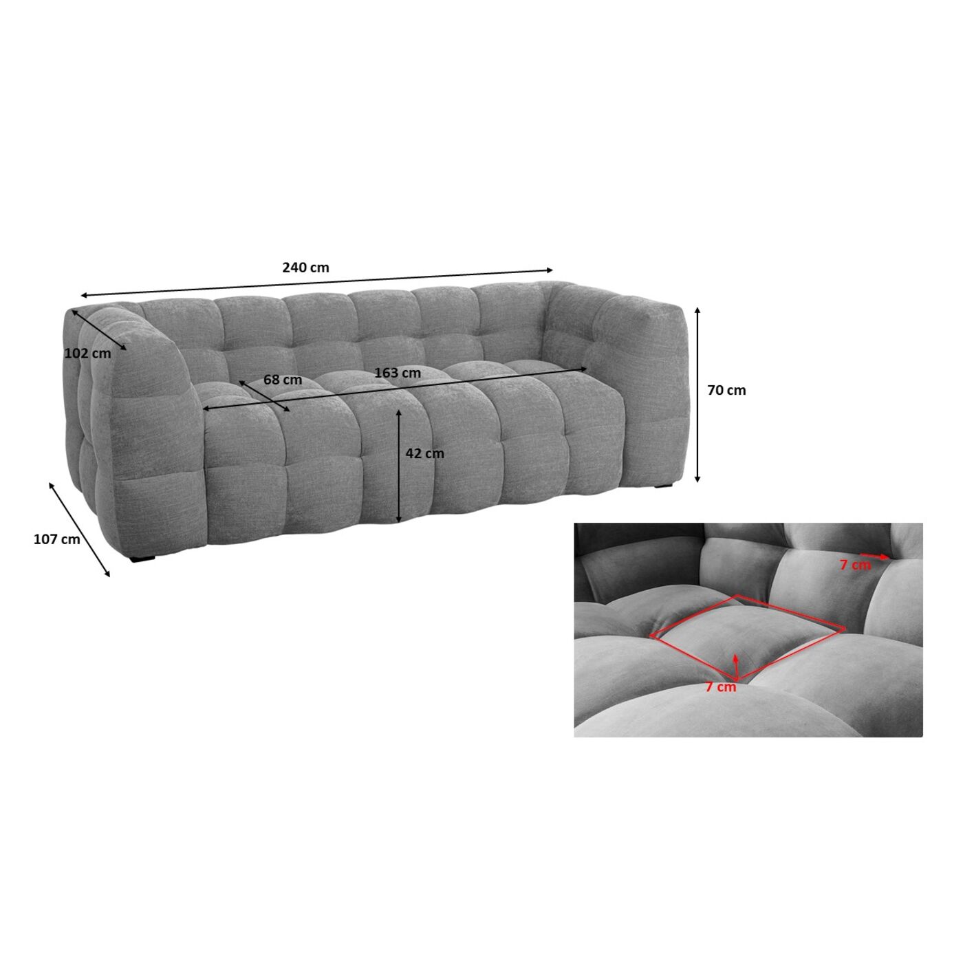 Диван трехместный Salamanca Creme 240 см от KARE Design