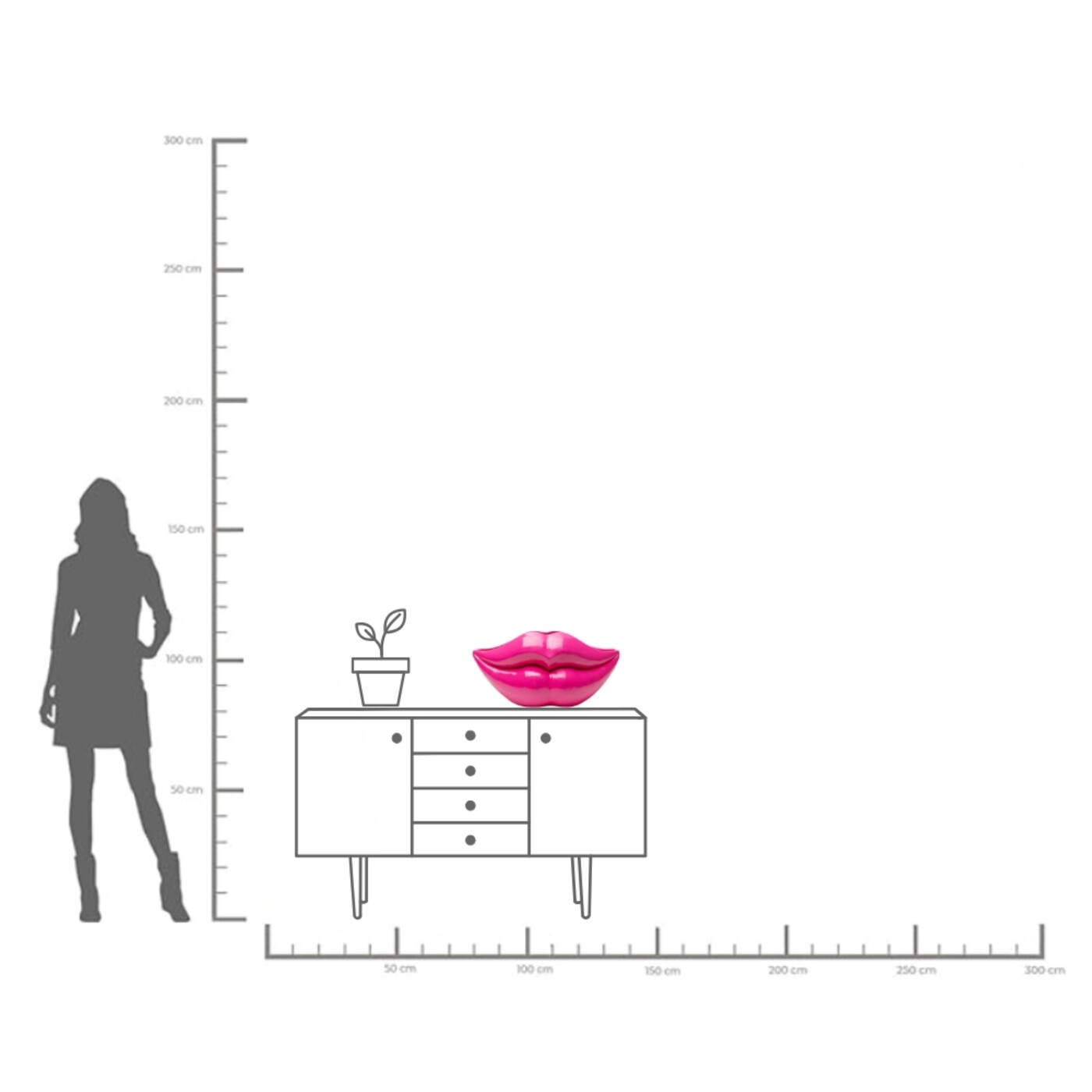Объект декоративный Lips «Губы» 28 см, Розовый от KARE Design