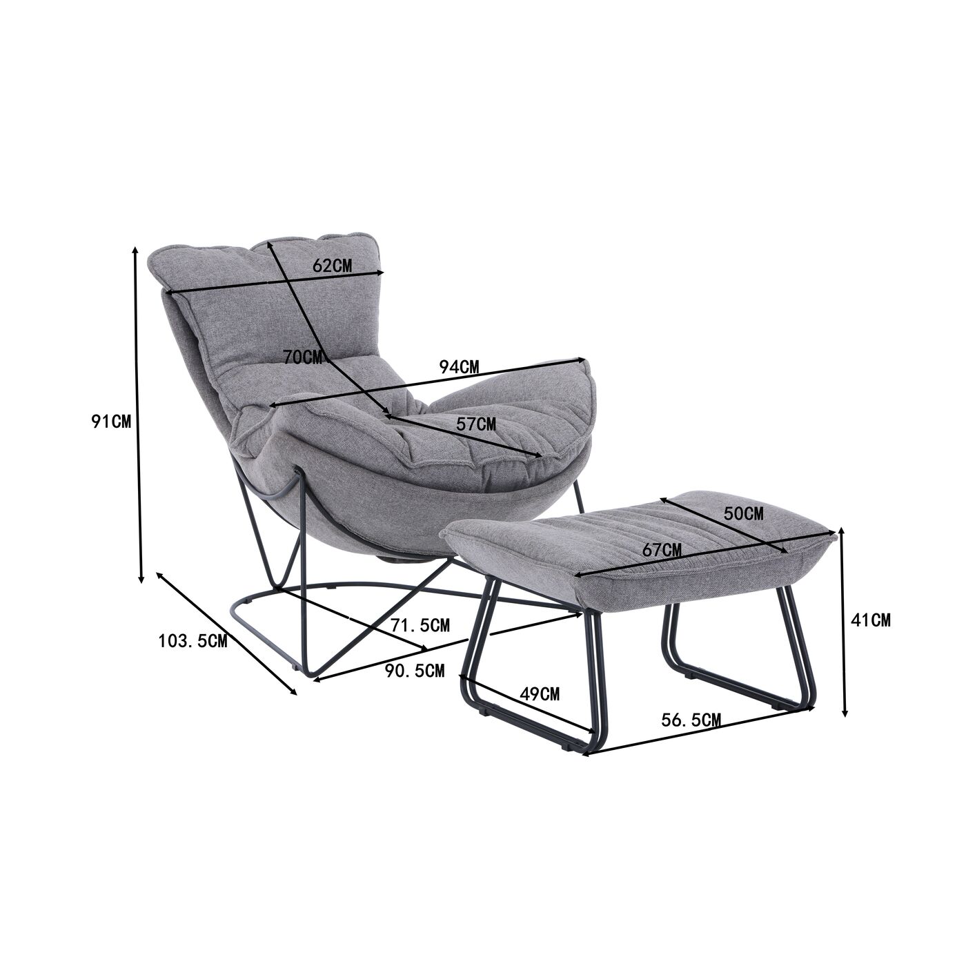 Кресло с подставкой для ног Snuggle Grey (2 шт) от KARE Design