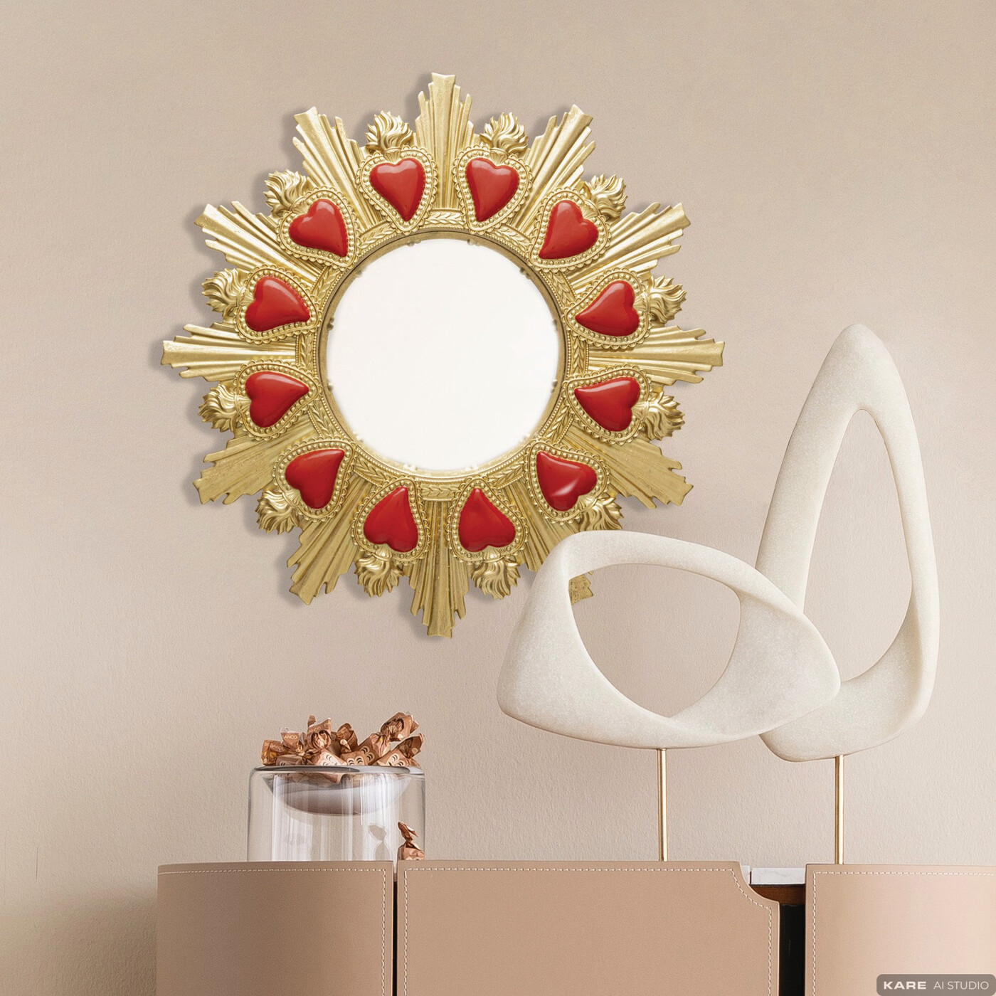 Зеркало настенное Flaming Heart Ø39cm от KARE Design