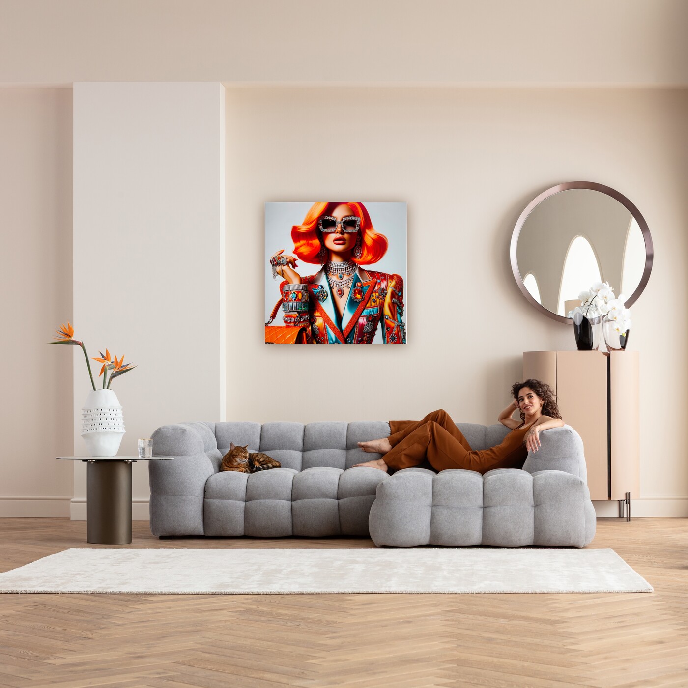 Картина стеклянная Muse Posh «Гламурный портрет» 100x100 см от KARE Design