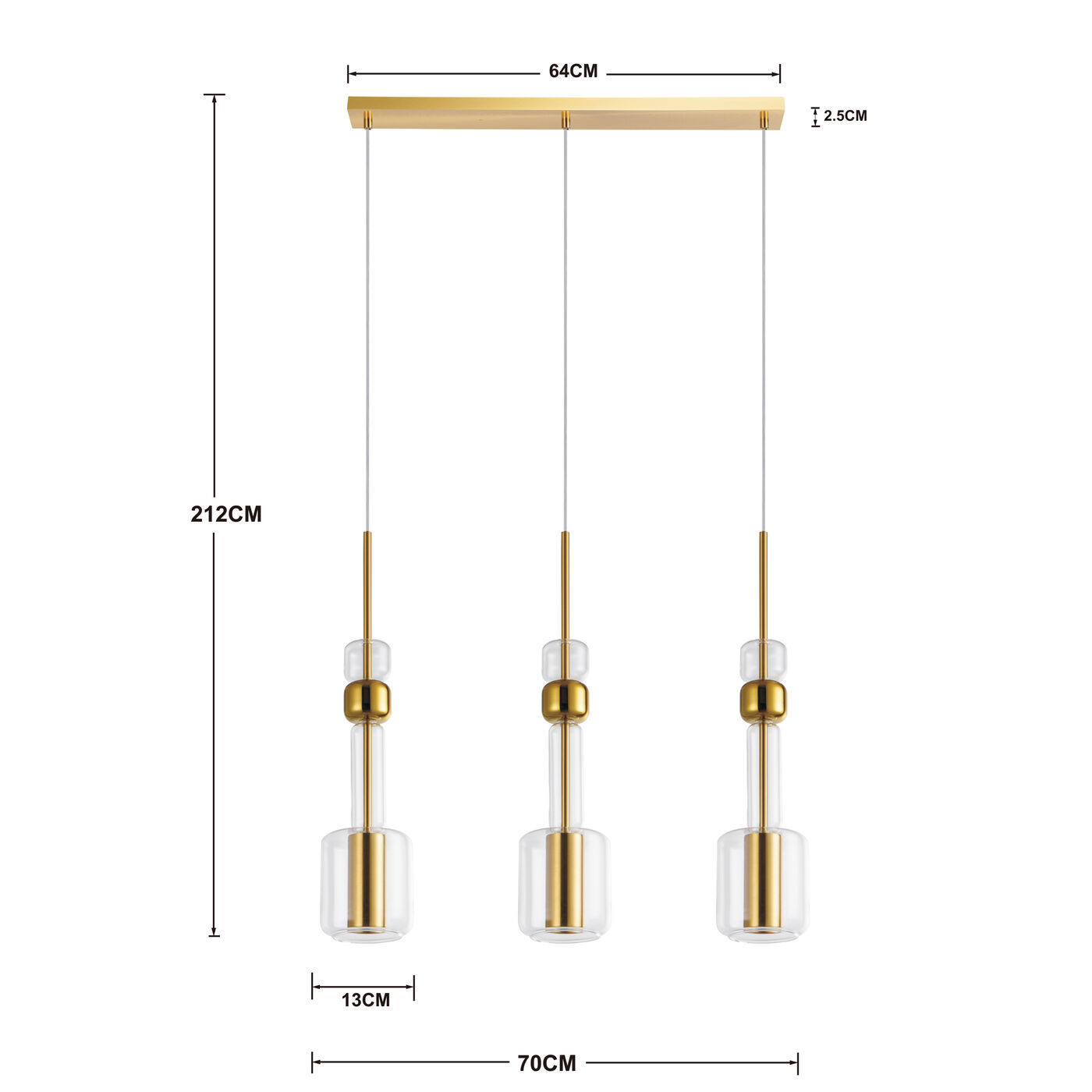 Светильник подвесной Candy Bar Gold 70 см от KARE Design
