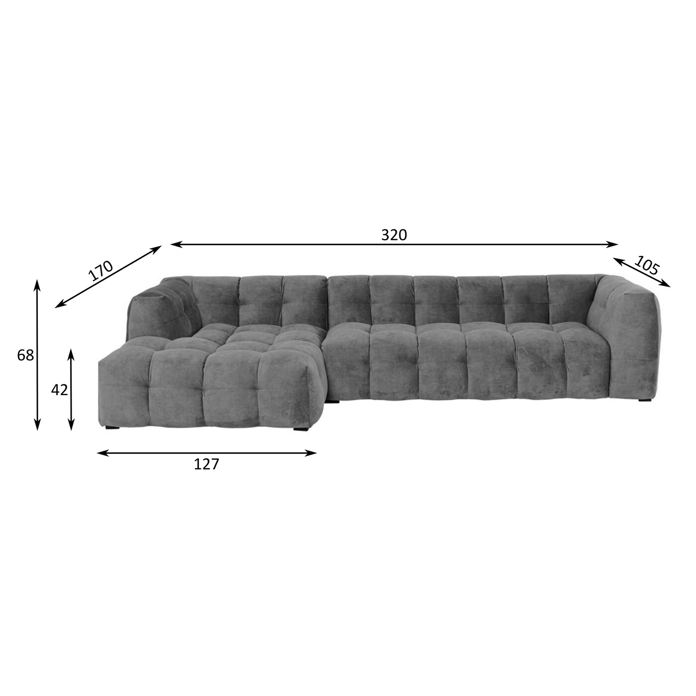 Диван угловой правосторонний Salamanca Light Brown Right 320cm от KARE Design