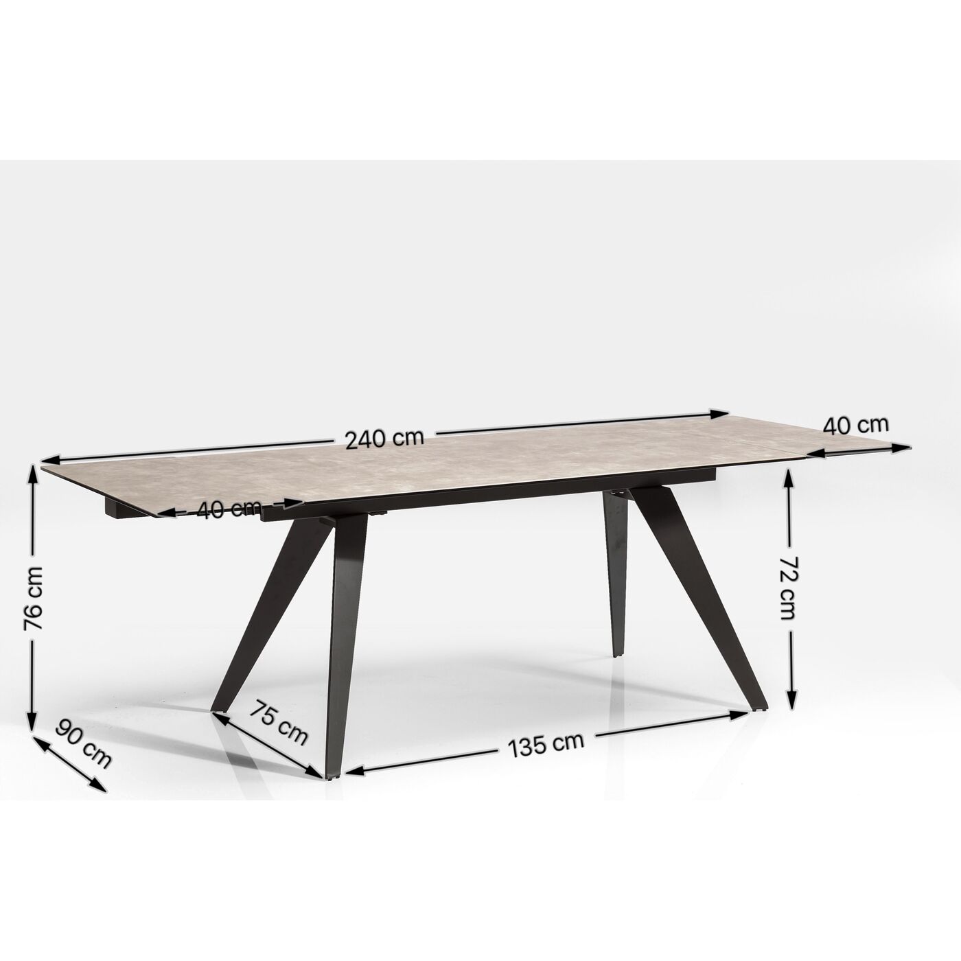 Стол раздвижной Amsterdam Dark160(40+40)x90 см от KARE Design