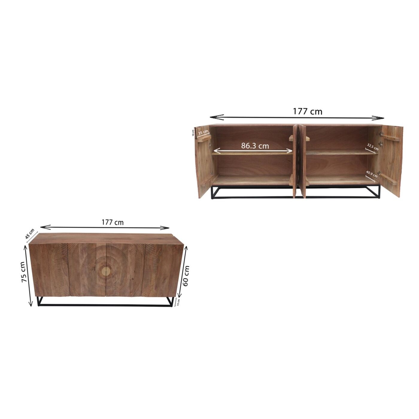 Комод широкий Madeira Bright 177x75 см от KARE Design
