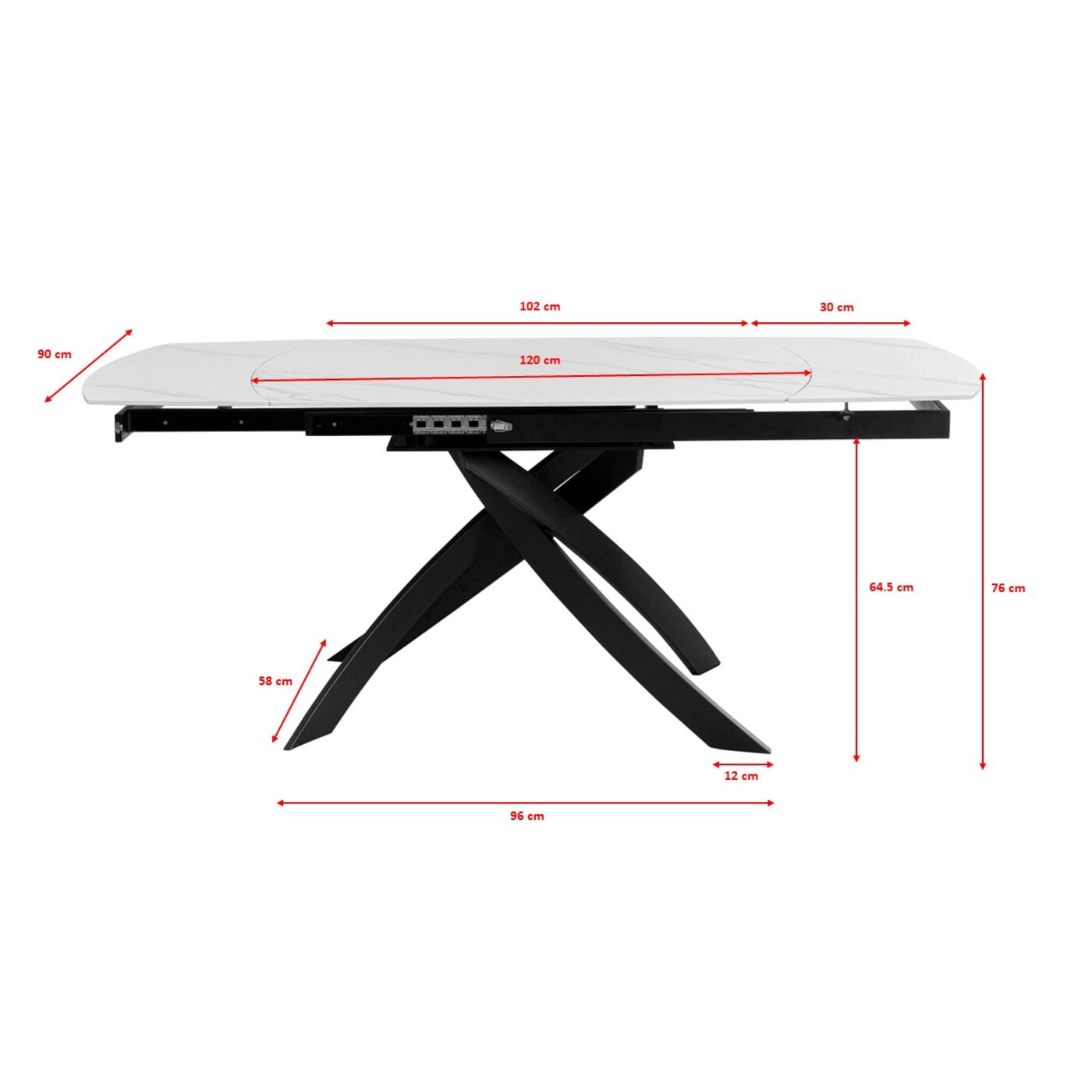 Стол раздвижной Twist Black 120(30+30)x90 см от KARE Design